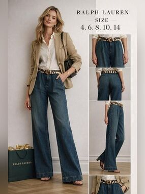 Ralph Lauren Women’s Wide-Leg Jeans - Dark Blue